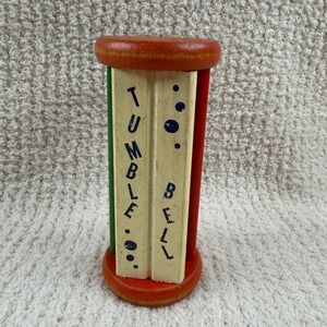 Vintage Montessori Nursery Tumble Bell Wooden Rolling Rattle‎ Toy Jingle Bell